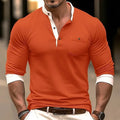 Men's solid colour long sleeve cotton t-shirt on a hanger, shown in grey.