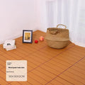 Wood grain plastic floor tiles showing splicing design and non-slip surface texture