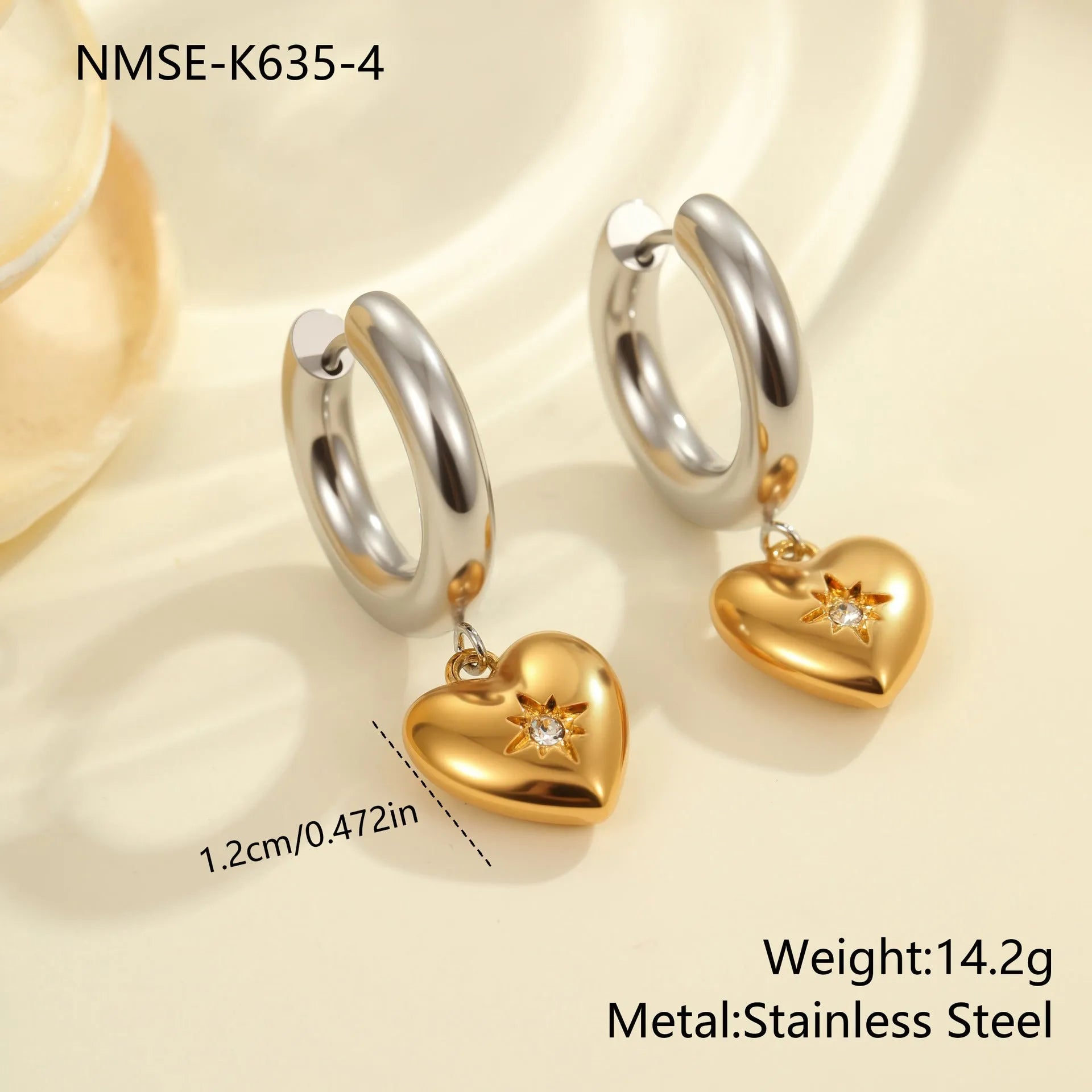 Christmas tree earrings stainless steel 18K gold plated heart star geometric dangle jewellery