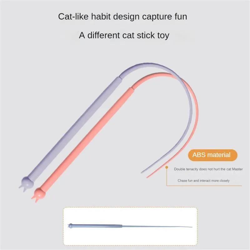 Blue cat teasing stick with 80cm silicone tail and cat head design for interactive feline play