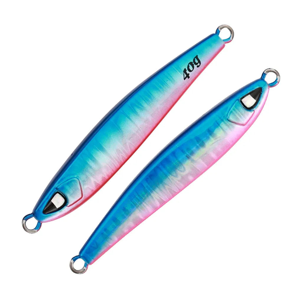 Sea fishing long shot iron bait lure in metallic finish, 40g to 100g weights, bionic fake bait