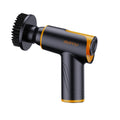 Black car polishing machine with 12cm disc and USB charging cable on a workshop bench