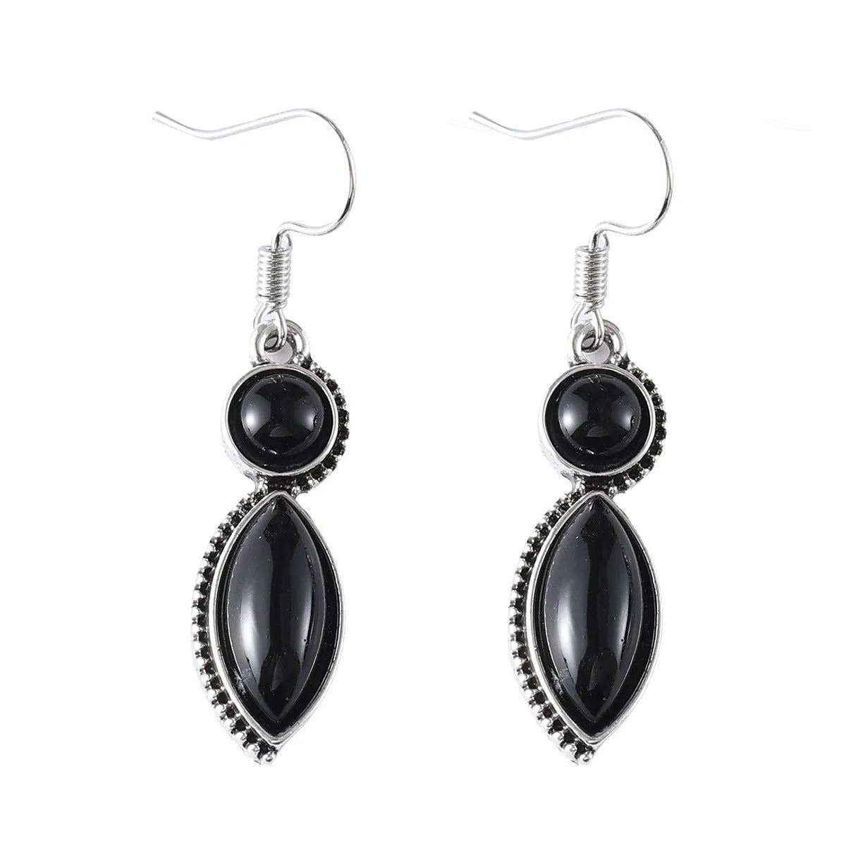 Vintage geometric pendant earrings black purple zinc alloy electroplated bohemian jewellery