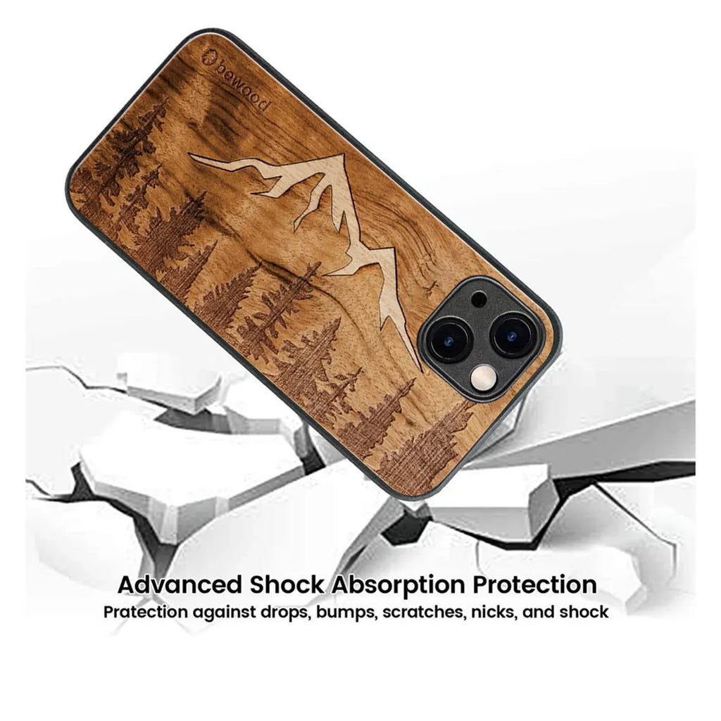 Solid wood grain tempered glass iPhone back cover with European American style wood grain design