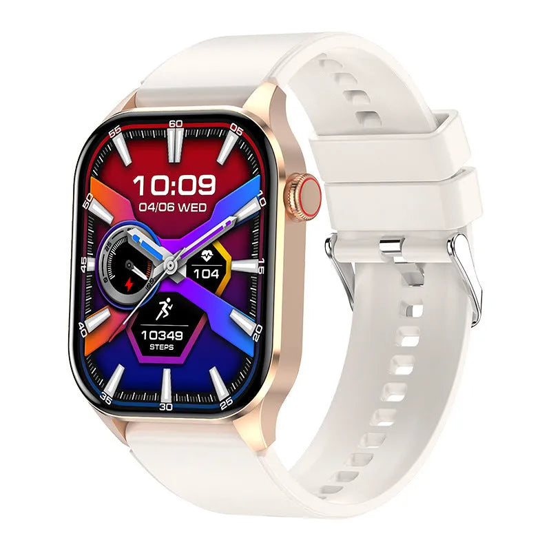 Smartwatch T98 with AMOLED screen showing health data on wrist in black colour