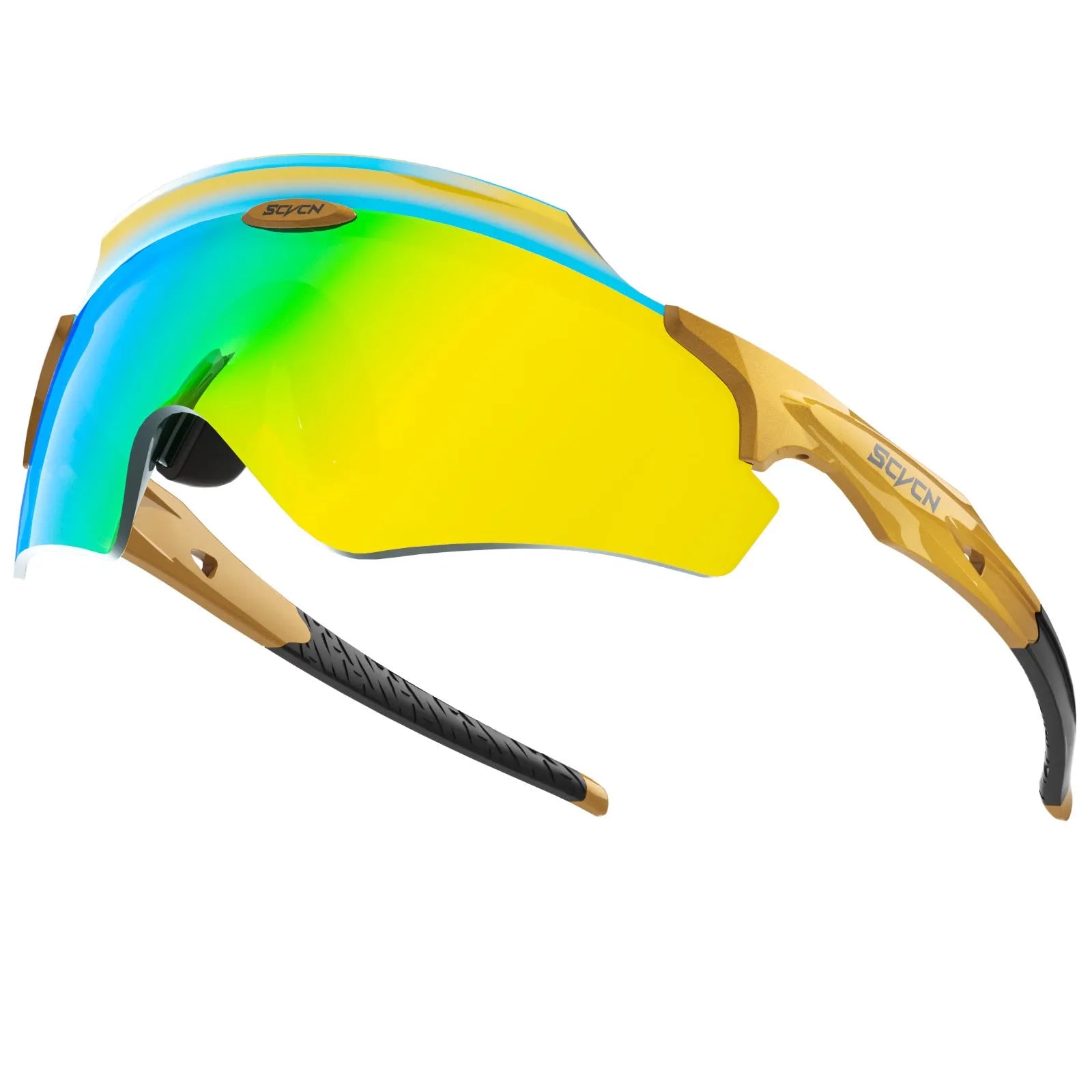 Frameless windproof sports goggles with integrated colourful lens in multiple style options