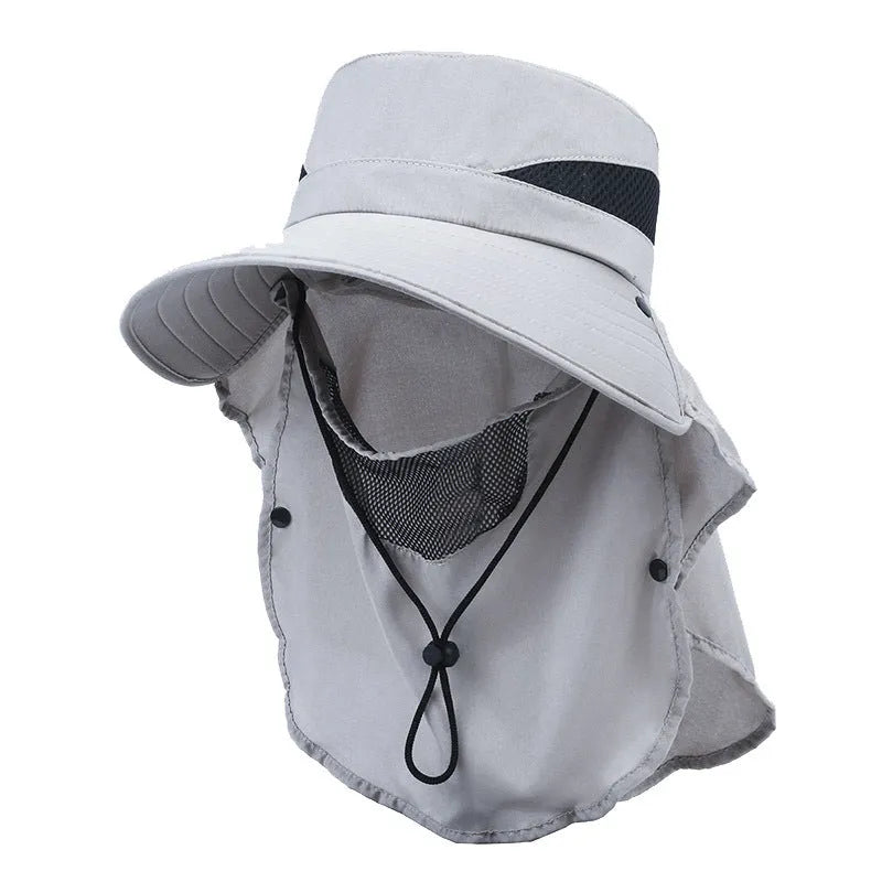 Men's adjustable wide-brim fisherman sun hat in polyester fabric, shown in army green colour.