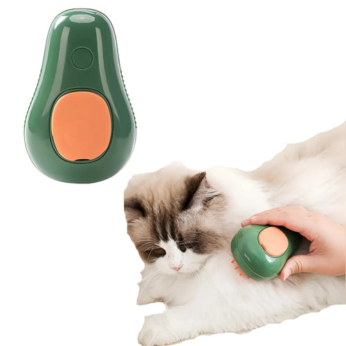 Green and white rechargeable cat steam brush with water spray for pet grooming