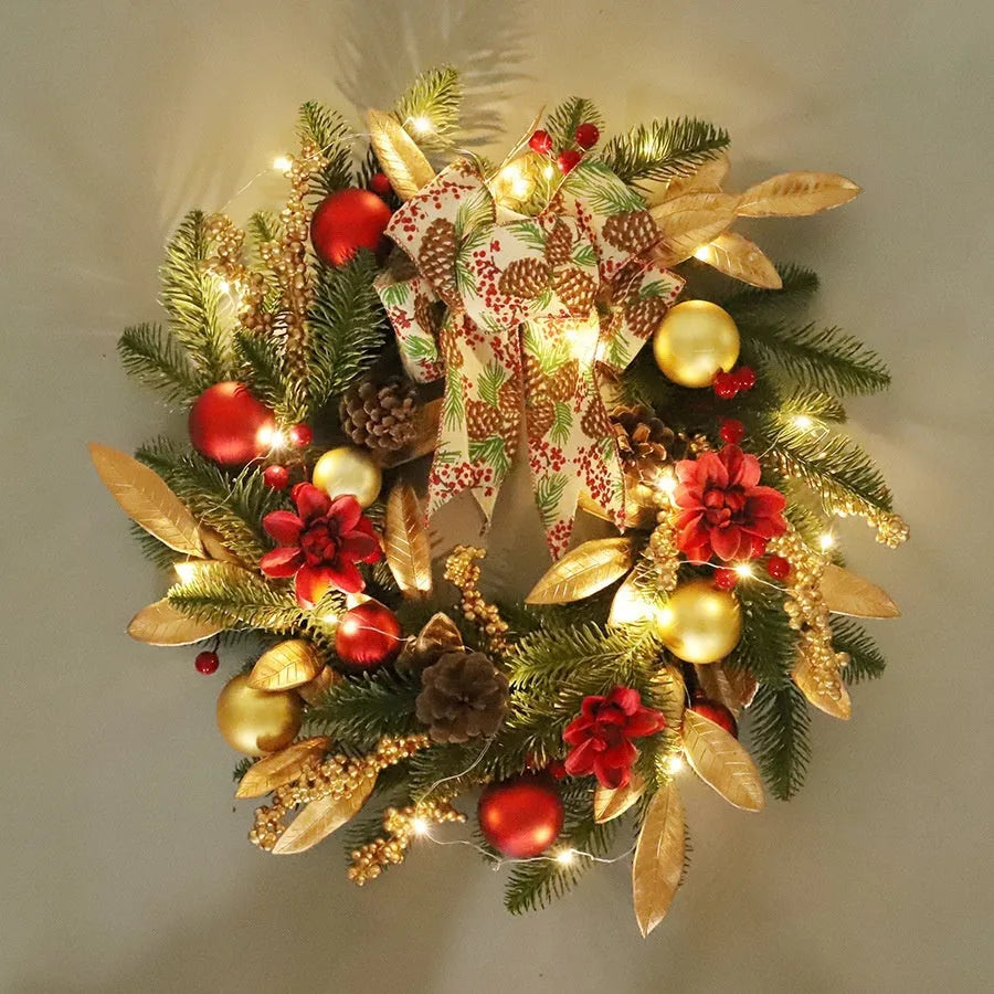 American country style plastic Christmas garland decorations in multiple styles with optional LED lighting