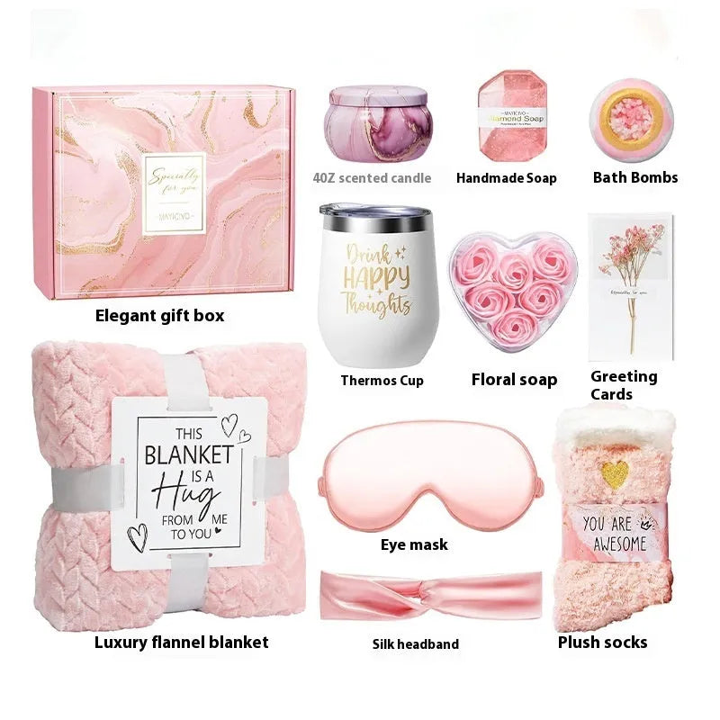 Aromatherapy candle soap bath gift set in a modern simplicity style plastic container.