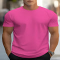 Men's loose fit printed t-shirt with round neck and short sleeves in polyester fabric