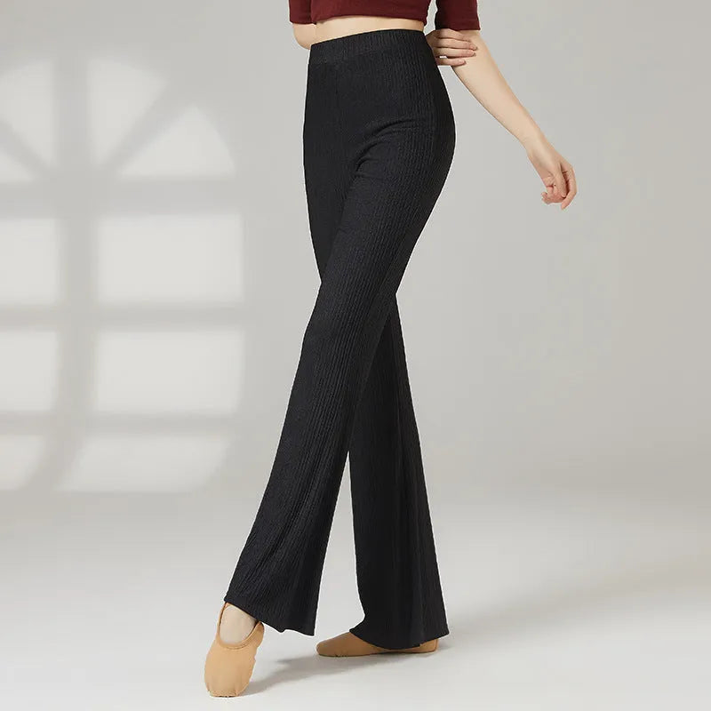 Women's classical dance training pants in stretch polyester fabric showing colour options