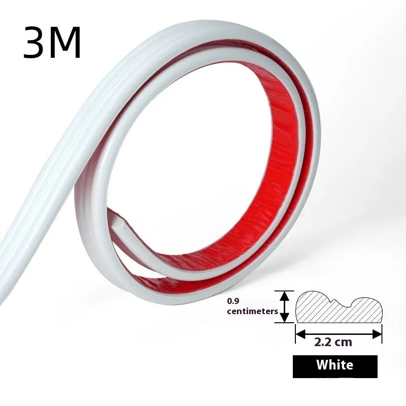 Flexible white PVC self-adhesive wall shaping frame on a blank holder.