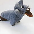 Grey fleece-lined hooded shark sweater for small to large dogs and cats, winter pet clothing