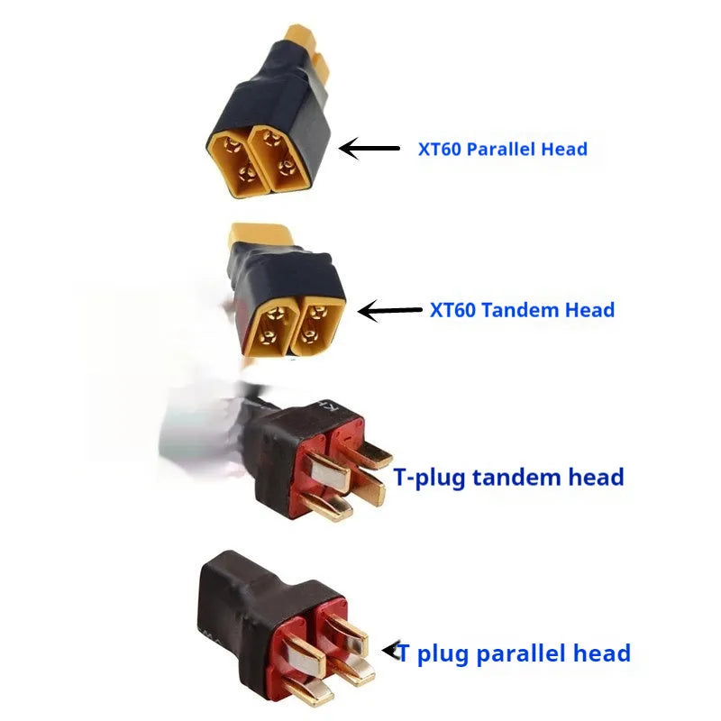 Amass T Plug XT60 parallel series converter for lithium battery packs with two connectors