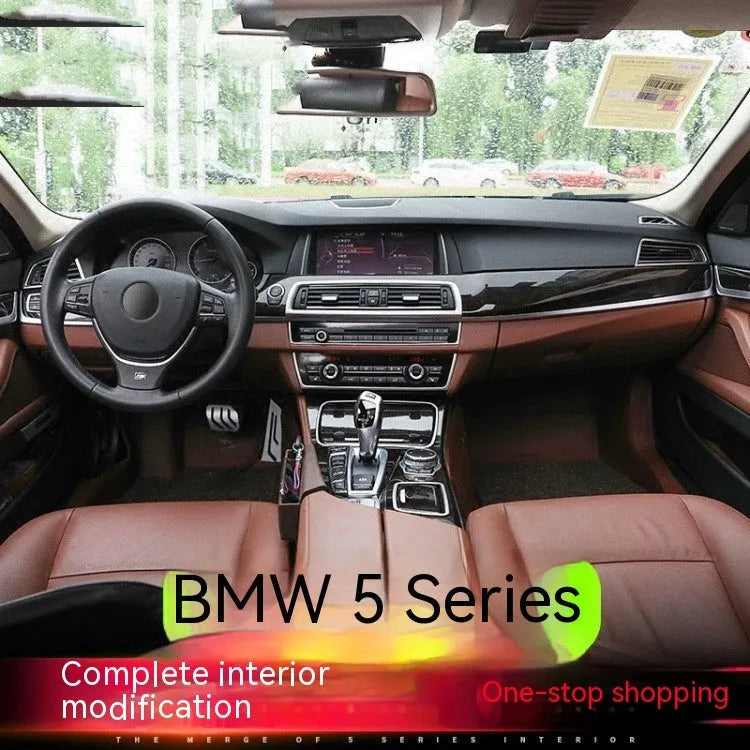 BMW 5 Series interior door handle decorative trim strip kit with four ABS stainless steel frame bars.
