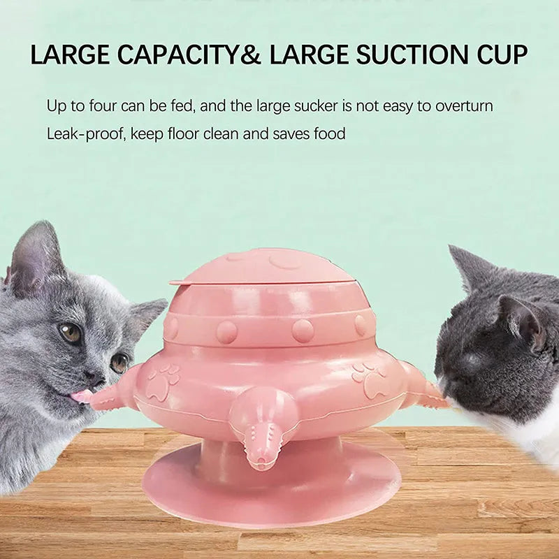 Pink silicone pet nursing device with bionic breast-shaped milk bowl and pacifiers