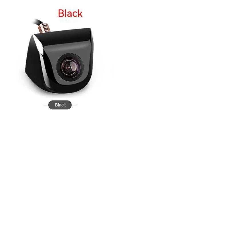 Black metal waterproof car reversing camera with integrated cable for night vision parking aid.