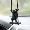 Cartoon-style resin cat pendant on adjustable rope for car interior decoration