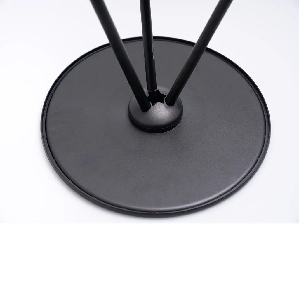 Outdoor camping folding aluminium alloy tripod round table with storage bag in matte black finish