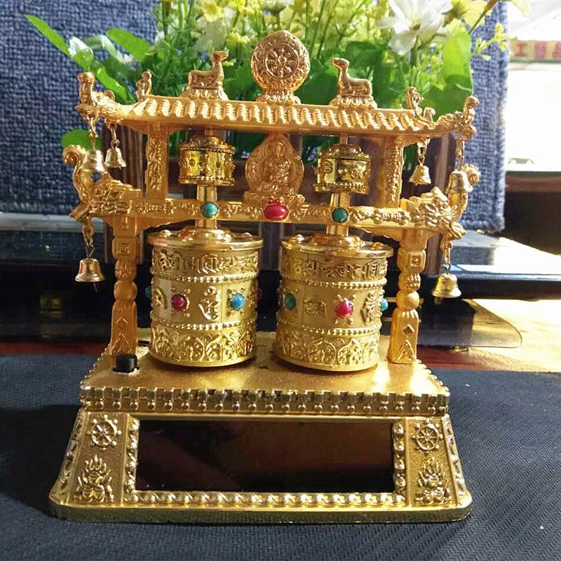 Alloy prayer wheel car interior decorative accessory with traditional Chinese licence plate styling