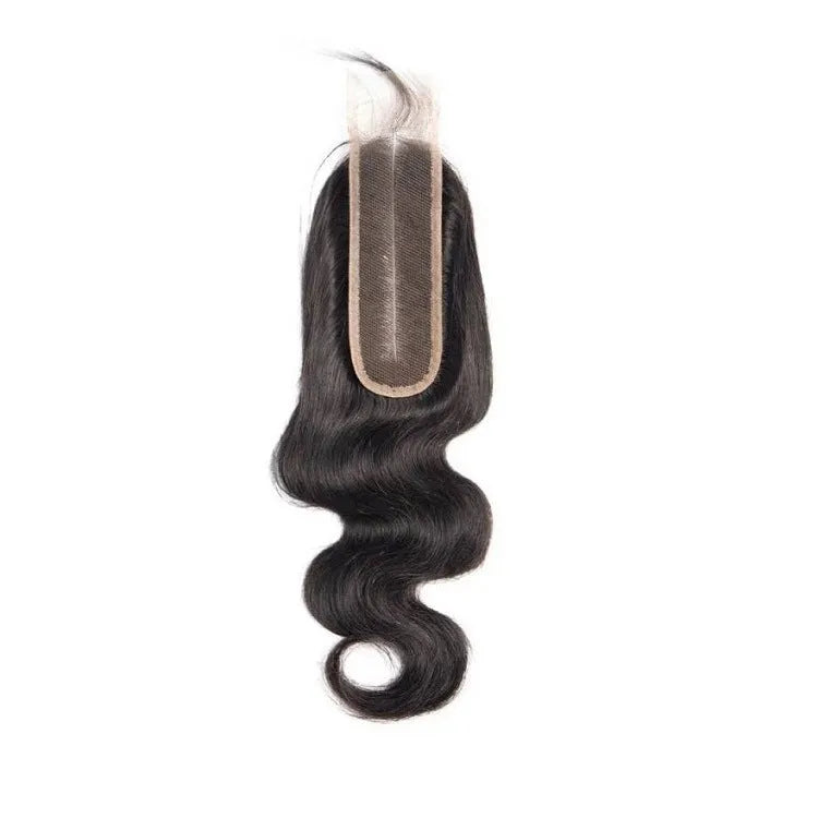Straight natural colour human hair wig for women shown at medium length.
