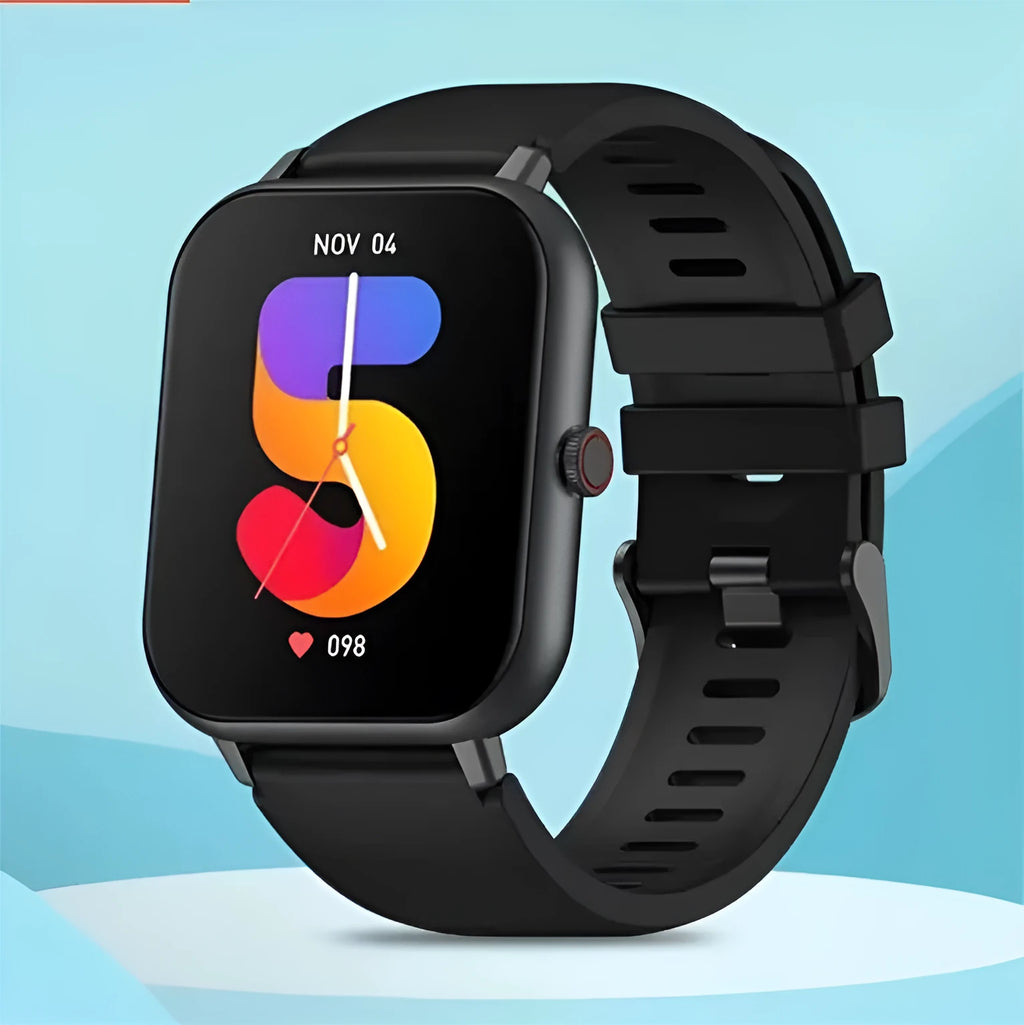 Bluetooth smart watch with heart rate monitoring display showing on TFT touch screen