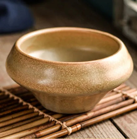 Ceramic Japanese soup bowl with stone conch shape and traditional Edo pattern design