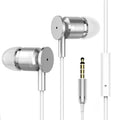 White universal wire-controlled in-ear earphones with 3.5mm plug and 1.2m cable