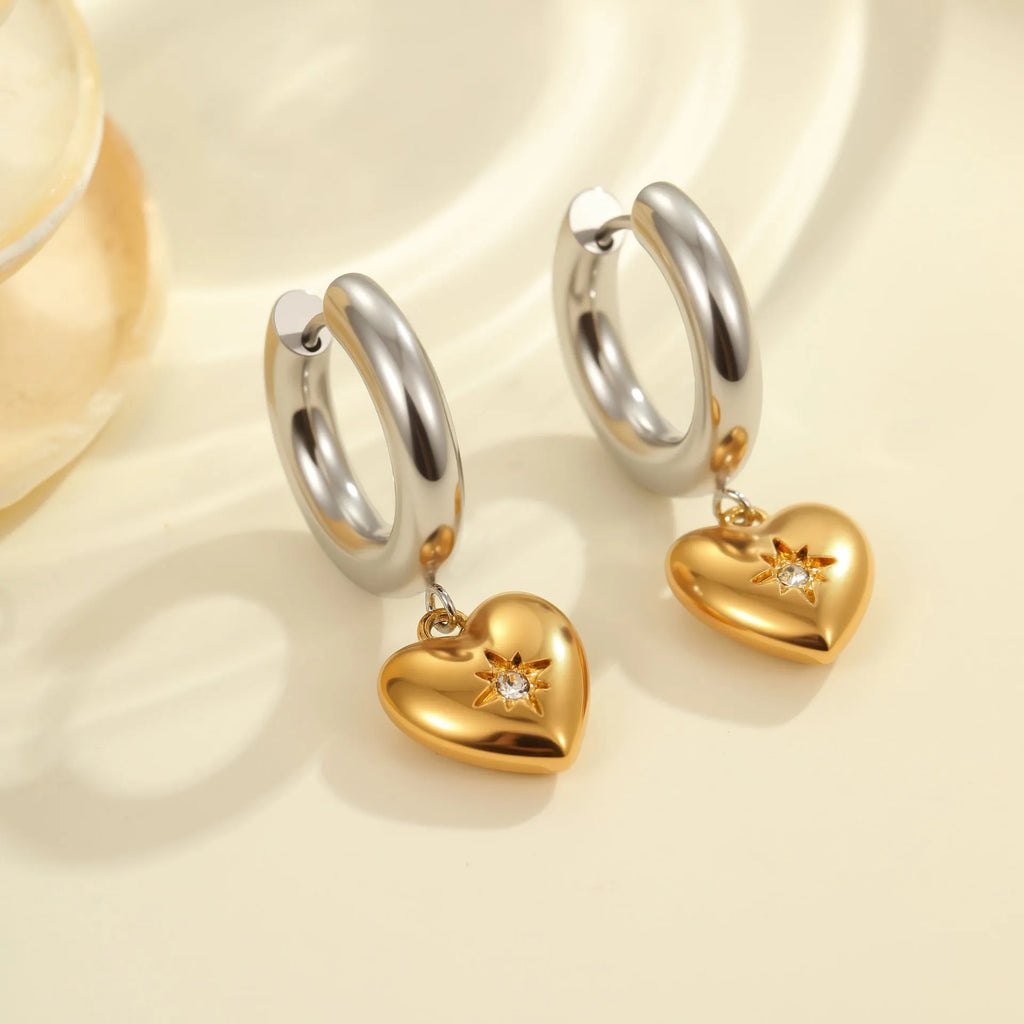 Christmas tree earrings stainless steel 18K gold plated heart star geometric dangle jewellery