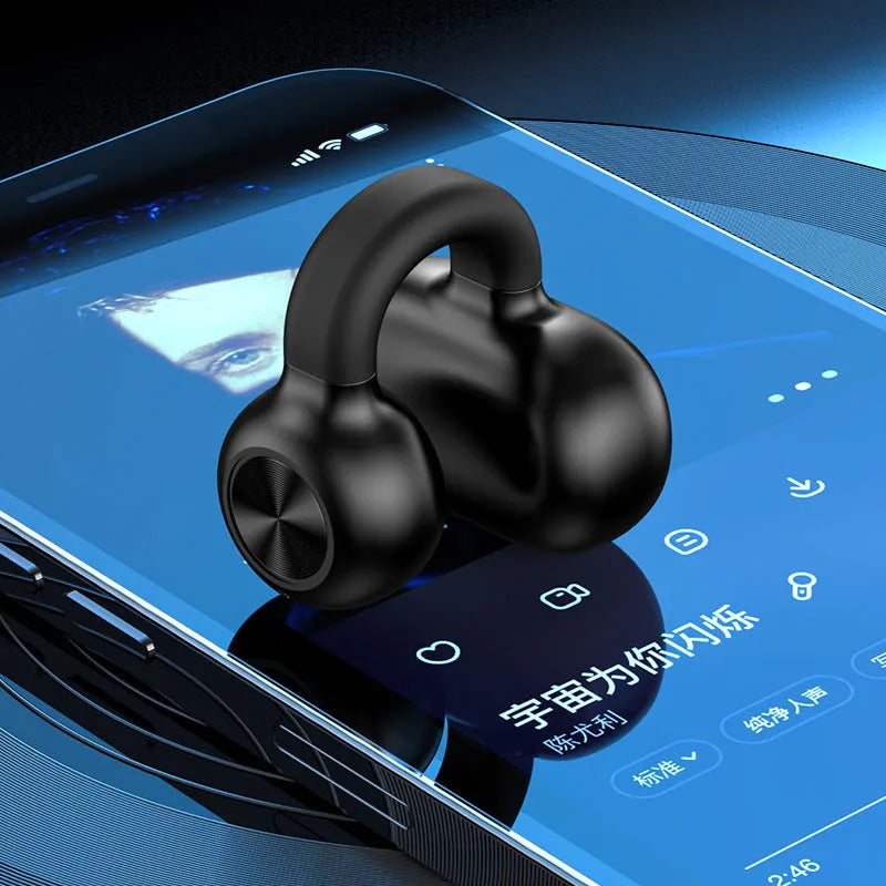 Wireless Bluetooth clip-on bone conduction earphones for exercise with 15m range