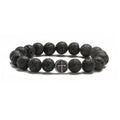 Volcanic rock colour agate bracelet with stainless steel geometry chain, showing 10mm bead size