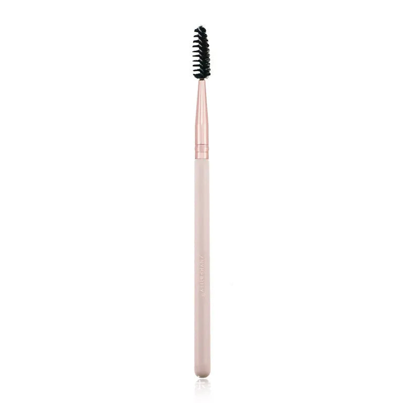 26 pink makeup brushes with wool heads and wooden handles in PU carrying case