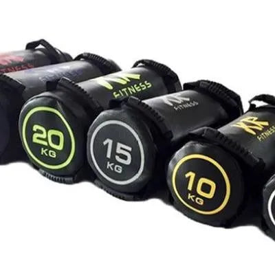 PVC fitness sandbag training bag in flat white leather colour for weight lifting and gym conditioning