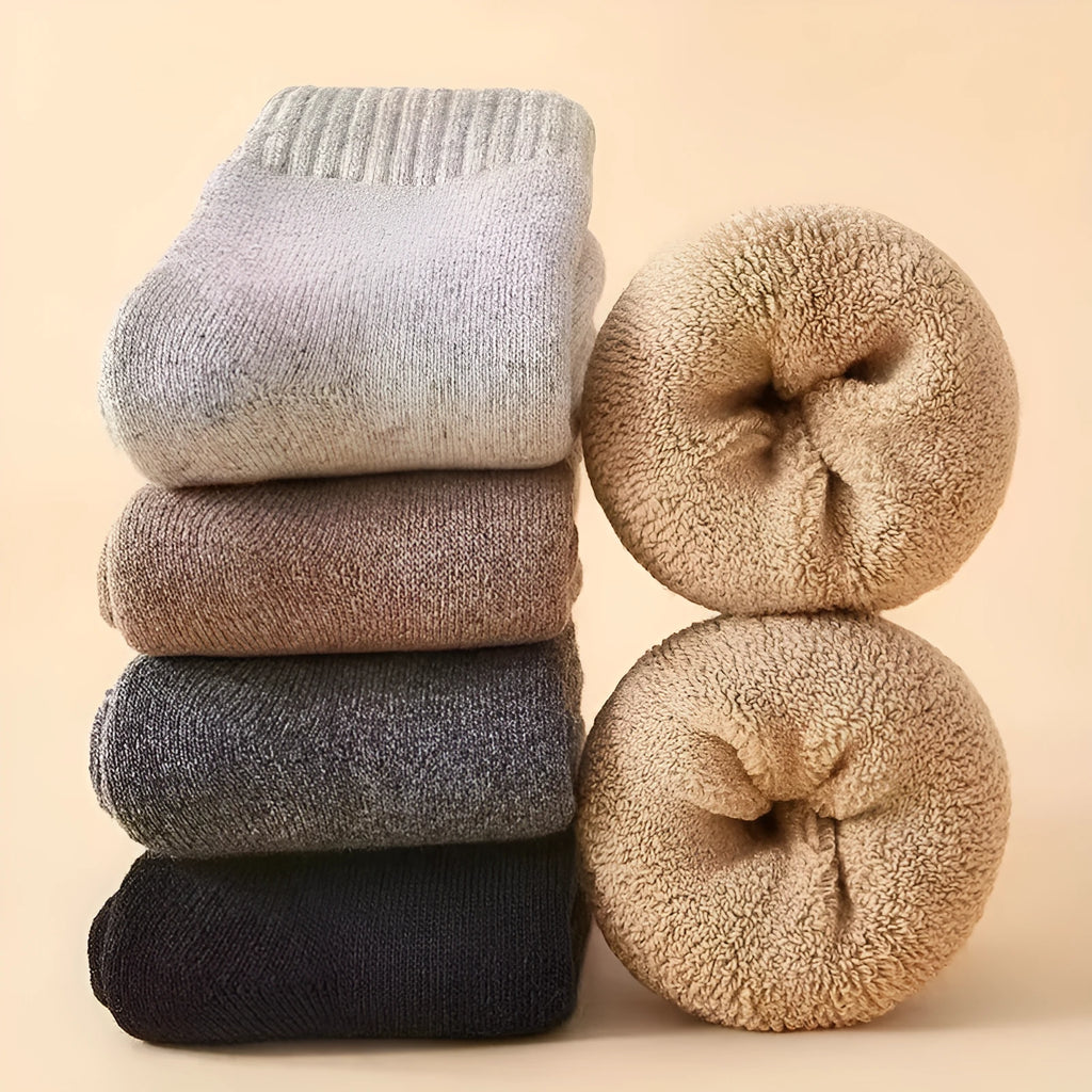 Winter thick wool socks in black, dark grey, light grey, or khaki colours