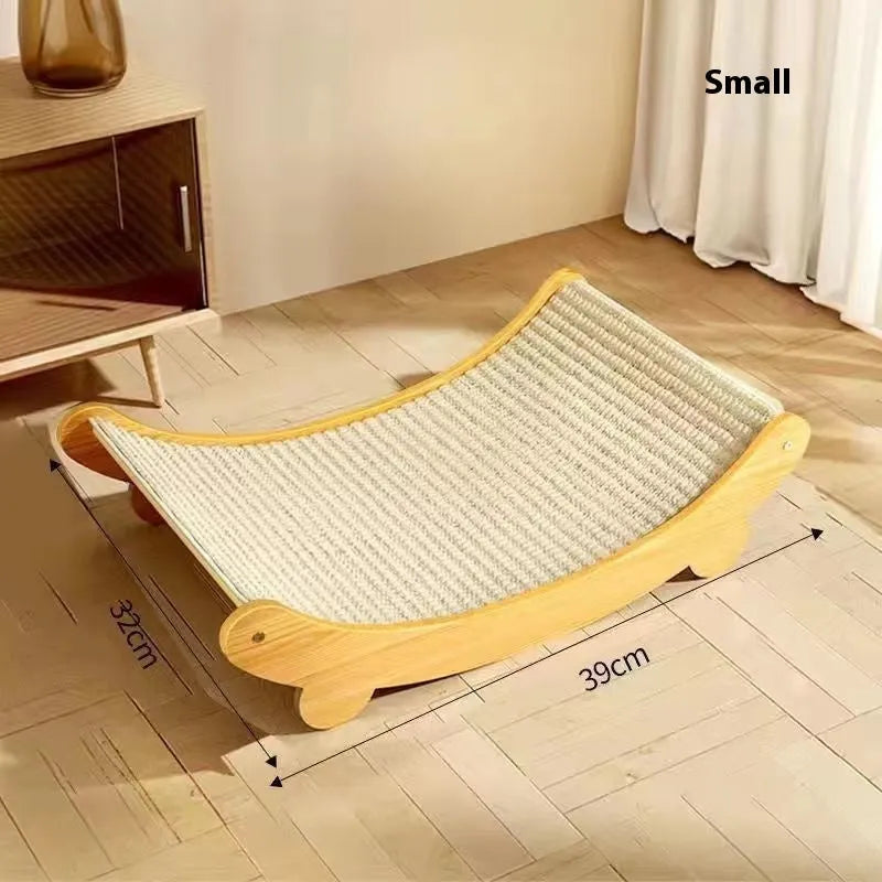 A pastoral-style sisal cat scratch board, showing the textured sisal blanket surface, available in large and small sizes.