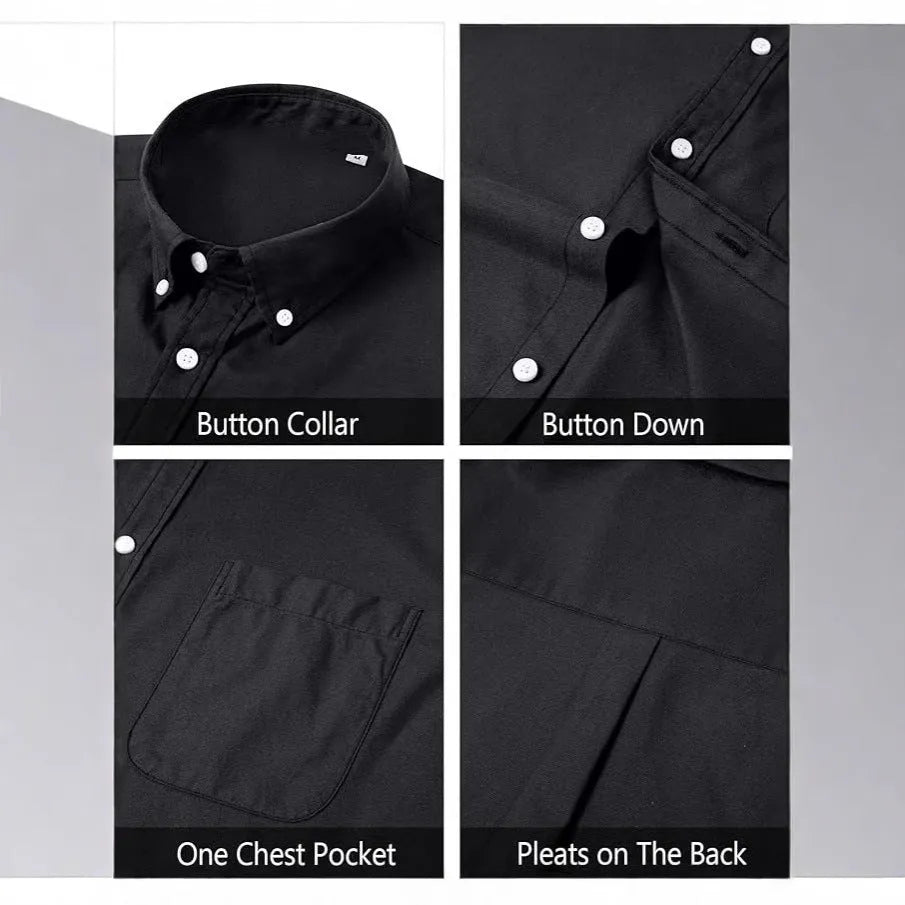 Solid colour Oxford long sleeve button shirt in cotton blend, available in multiple colours and sizes