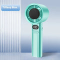 120 Speed USB rechargeable handheld personal fan in green colour with six plastic blades.