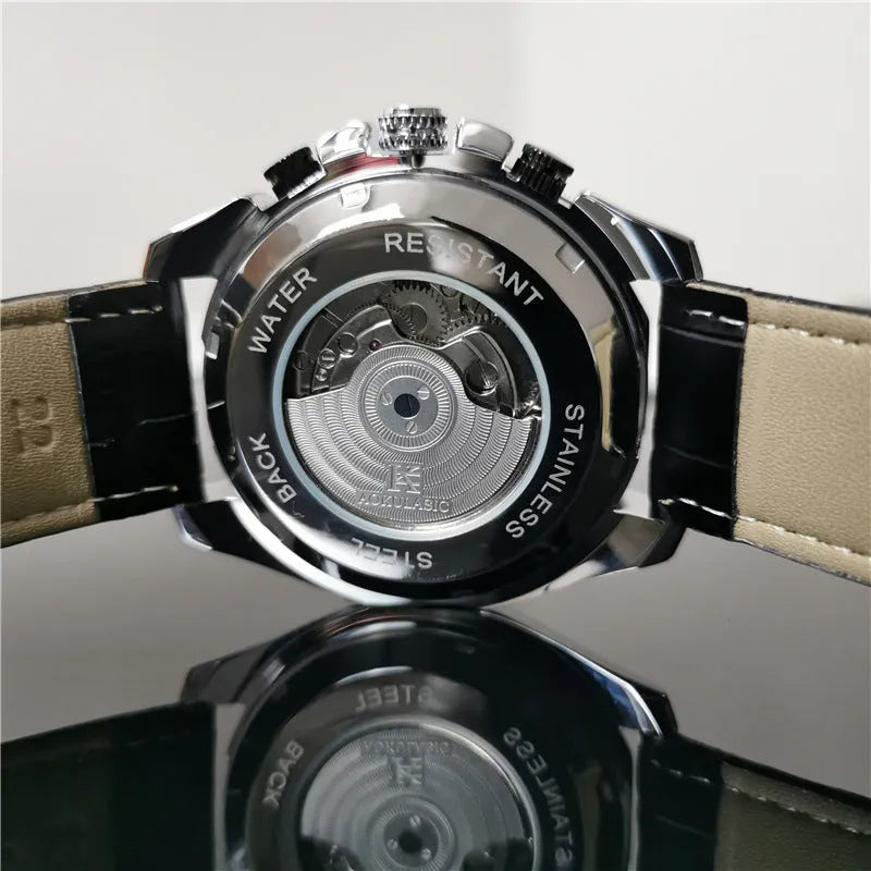 Men's automatic mechanical watch with 12mm case thickness in multiple colour configurations