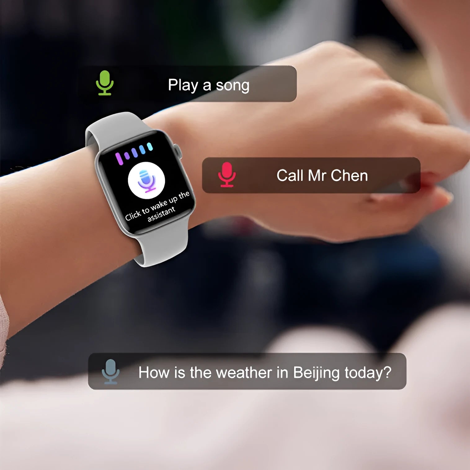 NEW Series 7 smart watch with NFC door access, black silicone strap, 1.9-inch TFT HD screen, IP68 water resistant