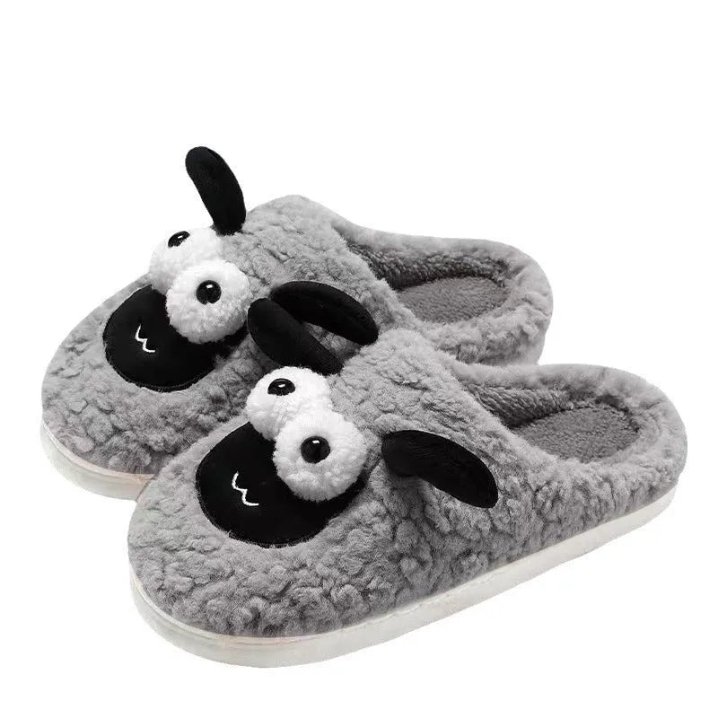 Lamb thermal cotton slip-on slippers in brown colour with suede upper and PVC sole