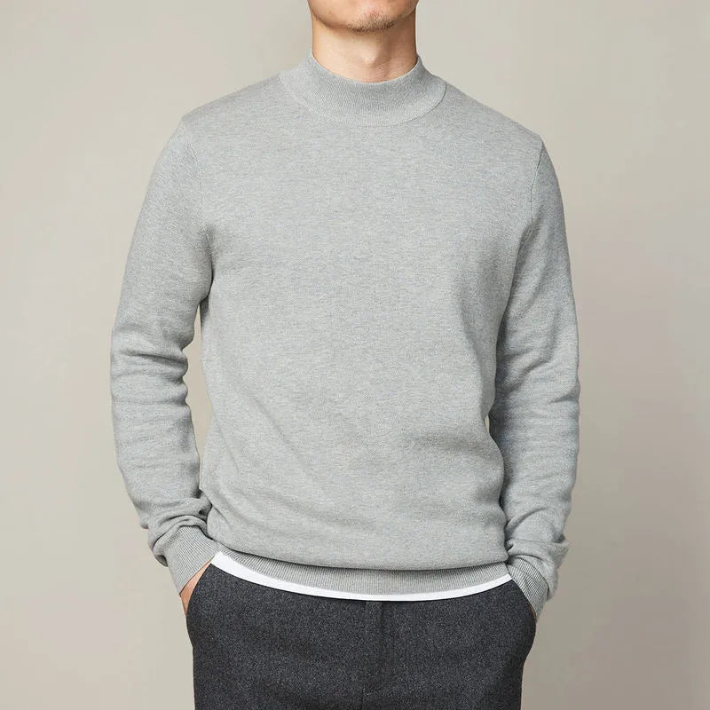Autumn winter mock neck sweater men's undershirt loose fit Vinylon camel colour long sleeve