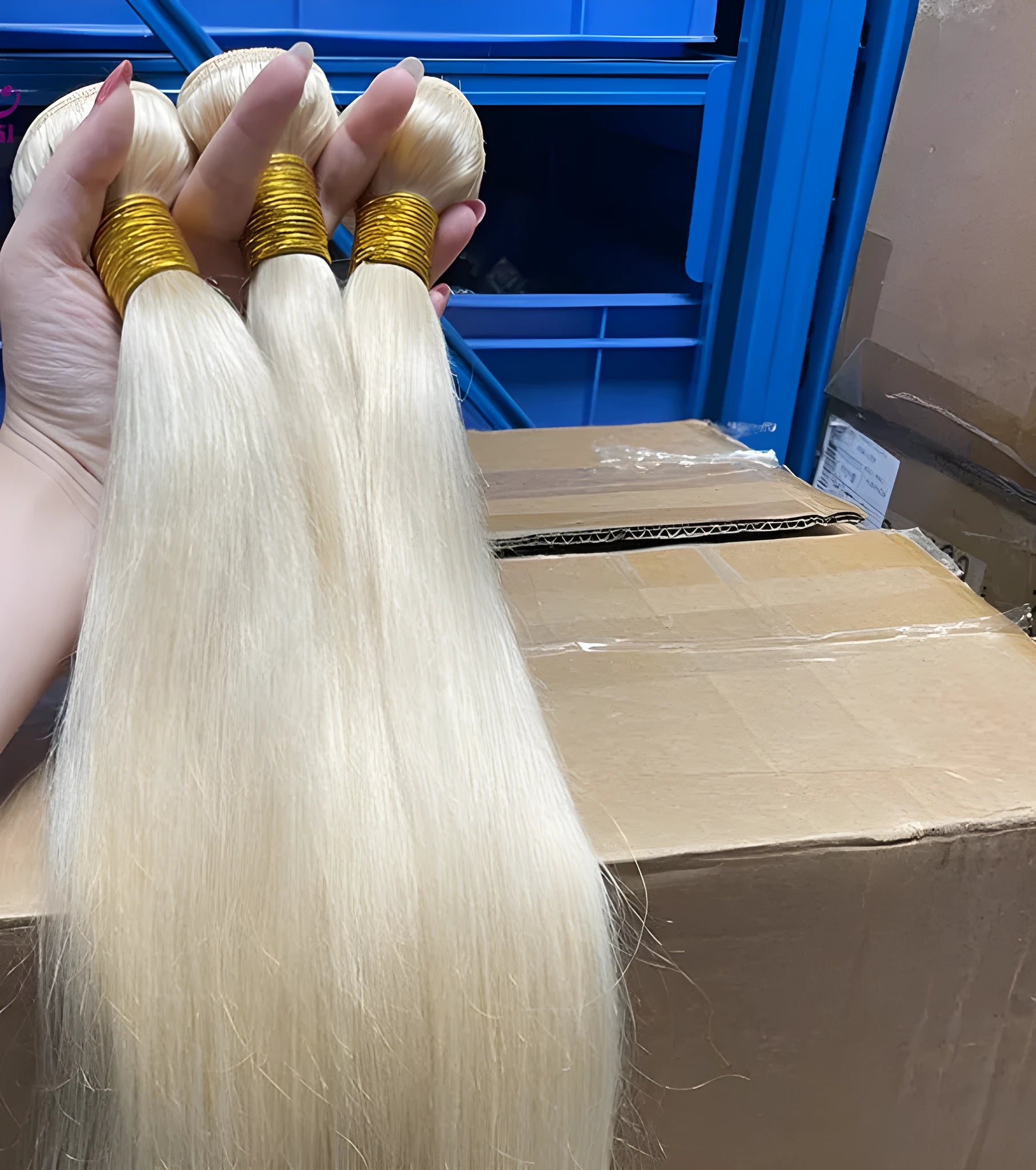 Gold human hair bone straight wig exotic style for ladies 10 to 32 inches long hair