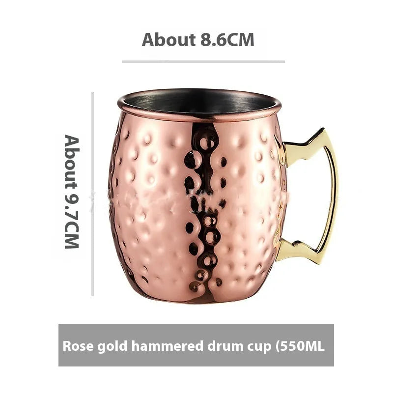 Copper plated stainless steel Moscow mule cup in a choice of hammered or smooth finish and multiple colours.