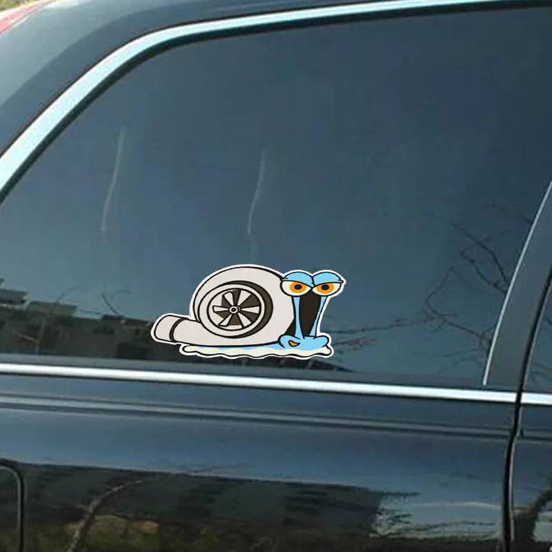 Reflective cartoon snail car sticker measuring 12cm by 8cm