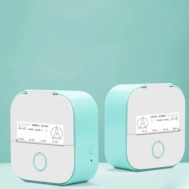 Phomemo T02 portable mini thermal label printer in white with Bluetooth connection
