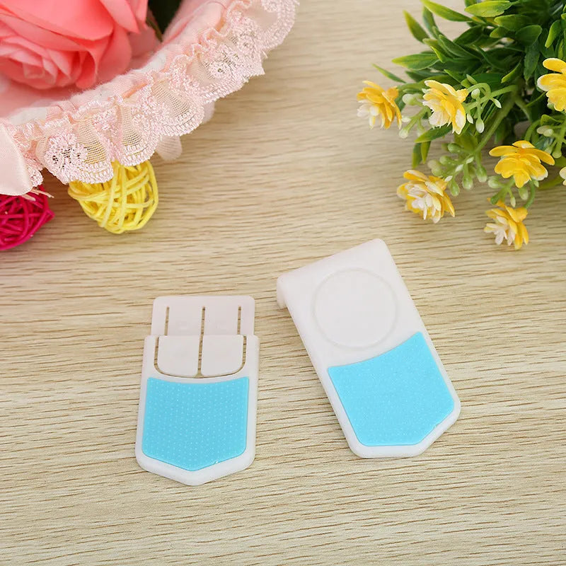 White ABS plastic corner drawer child safety lock with adhesive tape, pack of 5