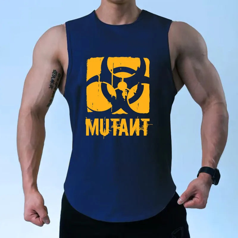 Man's loose-fit sleeveless training waistcoat in a colour variant, shown on a size mannequin.