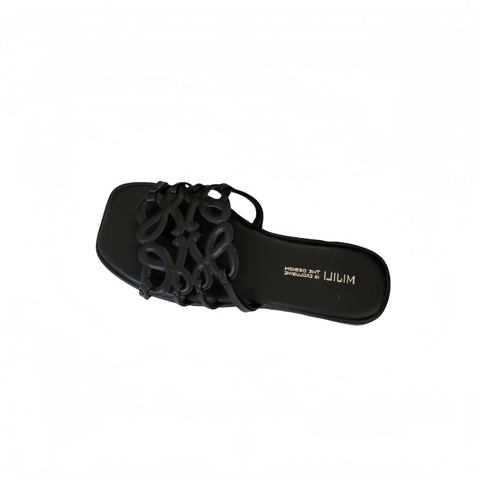 Summer Roman style hollow-out slippers for women, flat beach sandals in solid colours, viscose upper, microfiber lining