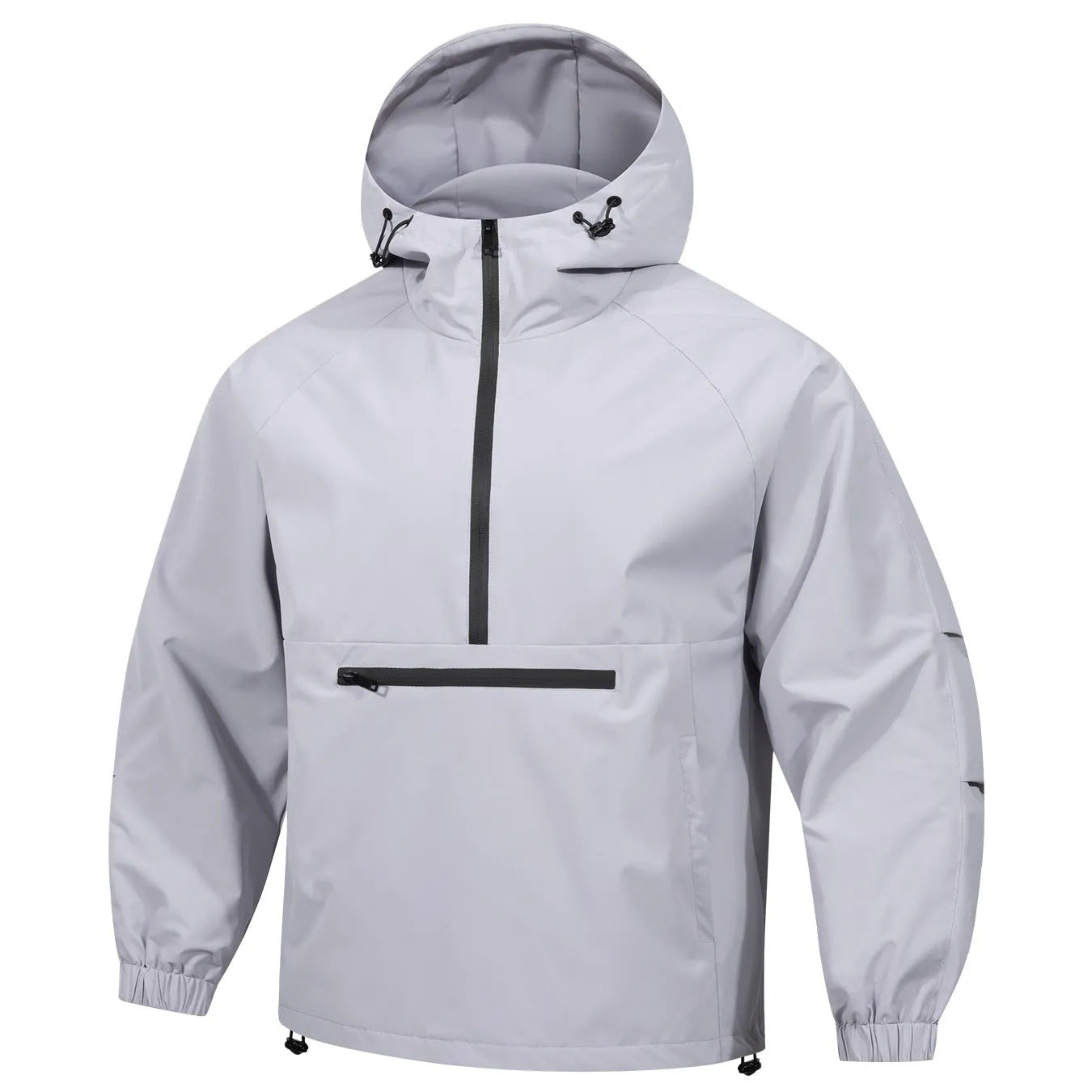 Men's Korean-style loose half-zip hooded corduroy sweater jacket with rabbit fur lining